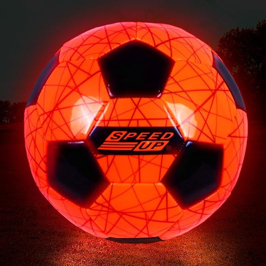 Speed Up LED Light Up Glow Football Night Sport Game Training Indoor/Outdoor Soccer Ball Educational Toy Ball Size 5, for Adult Kids Teenagers Boys Girls