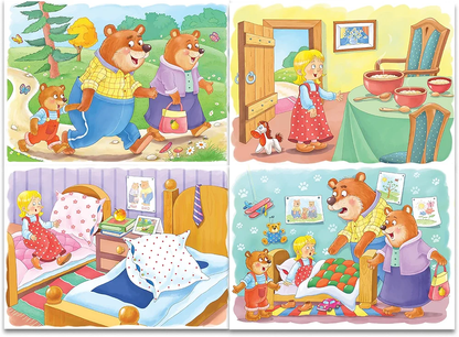 BOOKFORD 4 in 1 Goldilocks and Three Bear Jigsaw Puzzle