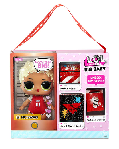 L.O.L. Surprise! Big Baby MC Swag - 11" Large ,Doll with Colorful, Mix & Match Fashion Accessories, Wear and Share Earrings, Collectible Gift for Kids, Toy for Girls Ages 4 5 6 7+ Years Old