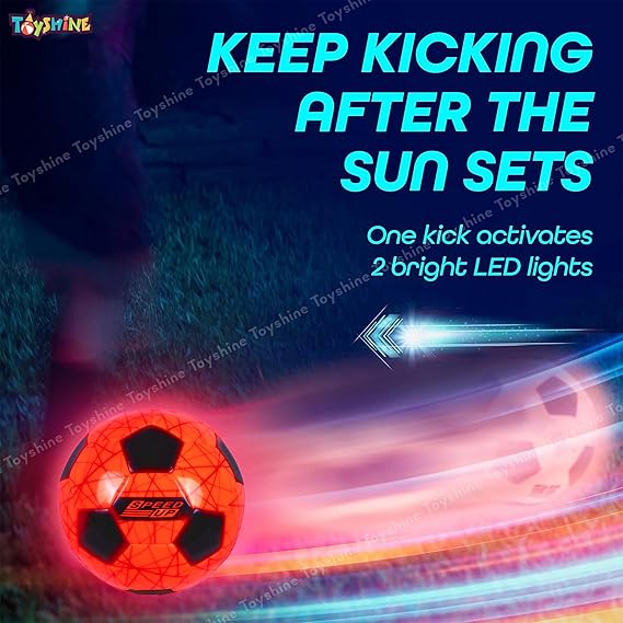 Speed Up LED Light Up Glow Football Night Sport Game Training Indoor/Outdoor Soccer Ball Educational Toy Ball Size 5, for Adult Kids Teenagers Boys Girls
