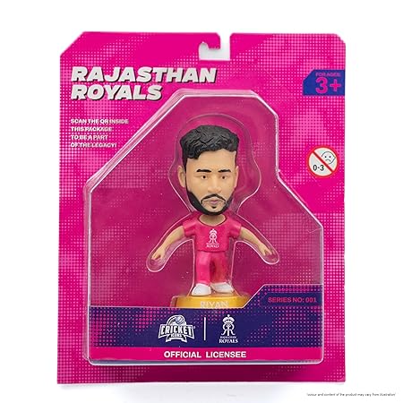 Cricket Icons Action Figure Riyan Parag Rajasthan Royal Collectible Miniature, IPL Edition with 360° Rotatable Head, RR Cricket Player for Fans & Kids, Collectors Pack of 1