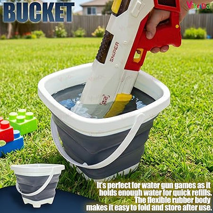 Holi Electric Pichkari Water Gun with Silicon Tub for Kids Dual Mode Automatic and Manual Operation Long-Range Shooting Leakproof Water Tank Rechargeable Water Gun for Boys and Girls