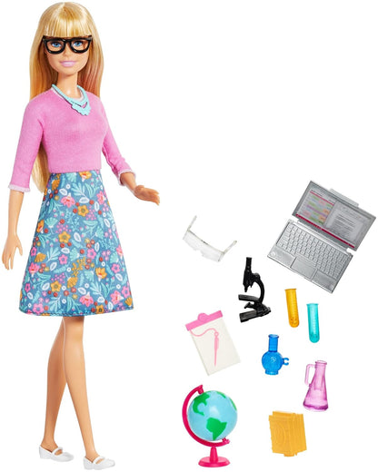 Barbie® Teacher Doll, Blonde, with 10 Teaching Accessories, Including Spinning Globe and a Laptop That Opens and Closes