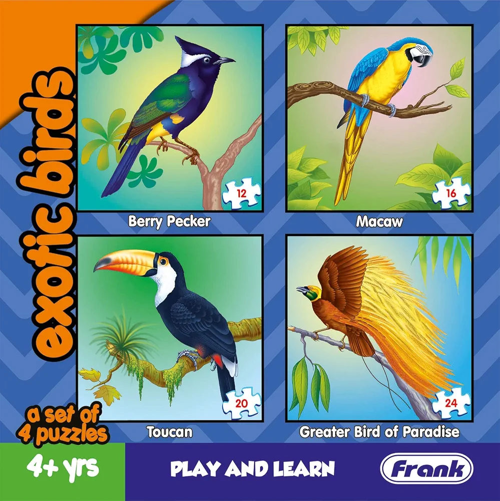 Frank Exotic Birds Animal Kingdom - A Set of 4 Jigsaw Puzzle