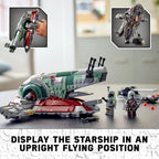 LEGO Star Wars Boba Fett Starship 75312 Building Toy - Mandalorian Model Set Featuring Iconic Starfighter with Rotating Wings and 2 Minifigures