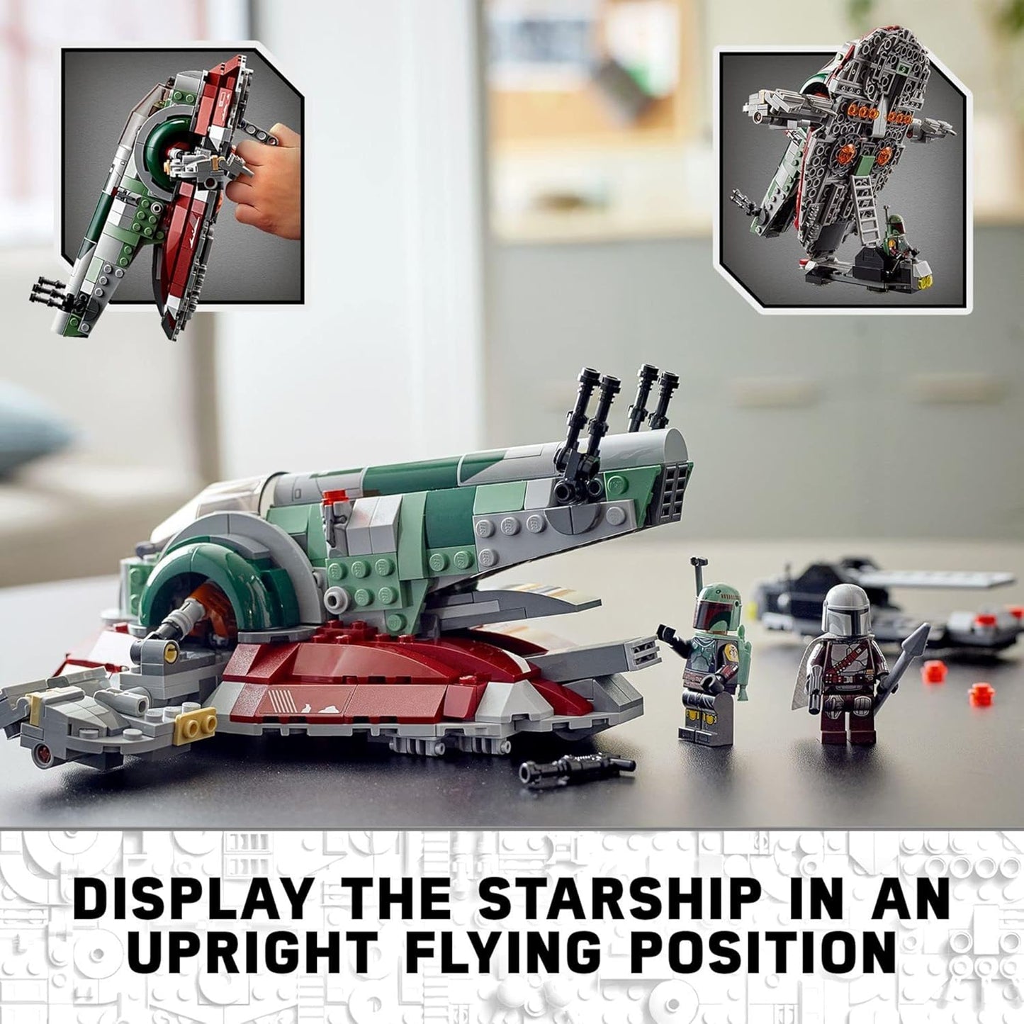 LEGO Star Wars Boba Fett Starship 75312 Building Toy - Mandalorian Model Set Featuring Iconic Starfighter with Rotating Wings and 2 Minifigures