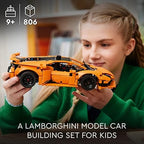 LEGO Technic Lamborghini Huracán Tecnica Orange Toy Cars - Building Toys for Kids, Boys & Girls, Ages 9+ - Lamborghini Toy Car W/ V10 Engine & Steering - Gift Ideas for Birthdays - 42196