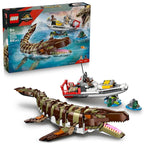 LEGO Jurassic World Brick-Built Mosasaurus Boat Mission Toy Dinosaur Set 76974 Building Blocks Toys for 9+ Gift for Boys and Girls