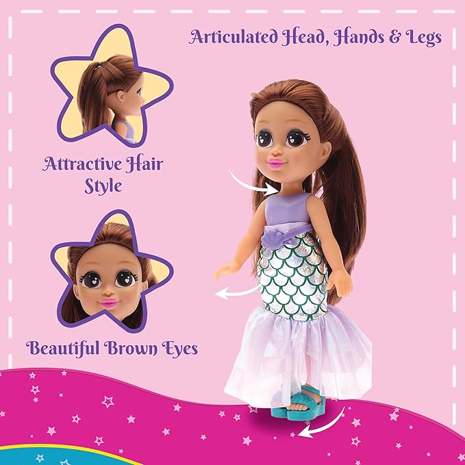 Li'l Diva Mermaid-Marina 13" Doll - India's First Preschool Role Play Pretendplay With Accessories