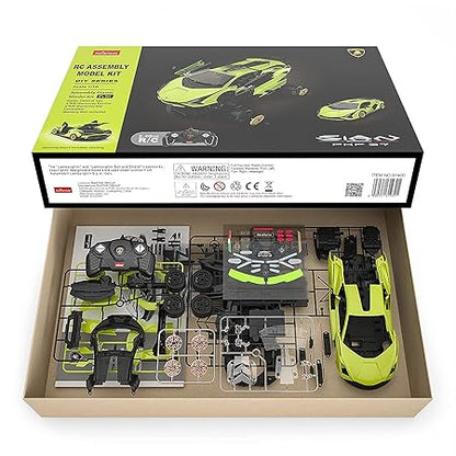 RASTAR RC Car Kits to Build, 1/18 Lamborghini Sian Supercar Assembly Building Kit with Remote Controller, 72PCs, STEM Kits for Kids and Adult, Ages 8+, Green