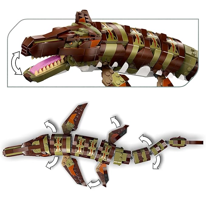 LEGO Jurassic World Brick-Built Mosasaurus Boat Mission Toy Dinosaur Set 76974 Building Blocks Toys for 9+ Gift for Boys and Girls