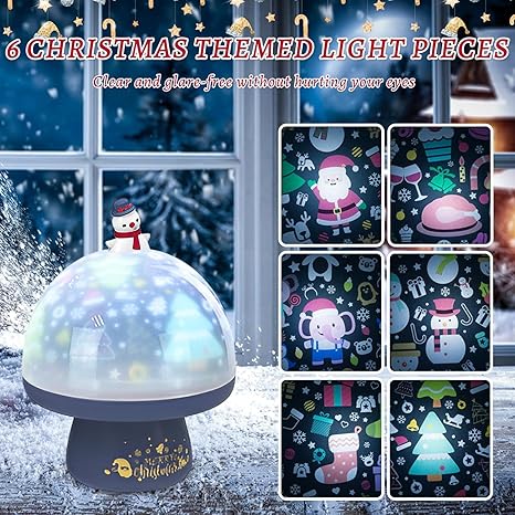 Elecart Sparkle Christmas Projection Lamp Children’s Night Light Dreamy Rotating Light Music Rechargeable USB, Soothing Music, Baby Bedside Lamp, Boy, Girl...
