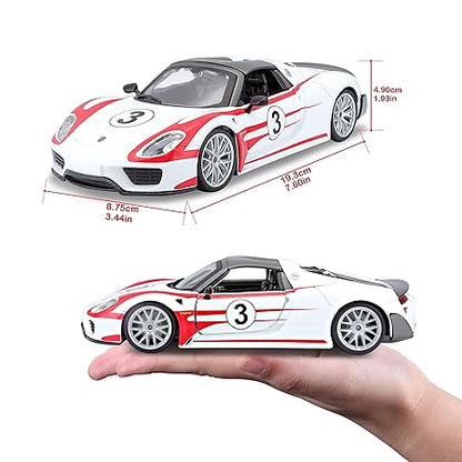 Bburago 918 Spyder Racing Porsche, White, Adult 1/24