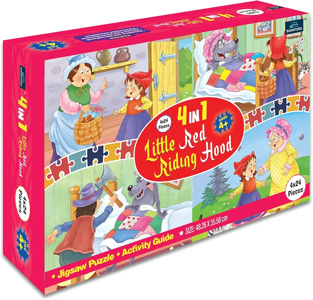 BOOKFORD 4 in 1 Little Red Riding Hood Jigsaw Puzzle Game