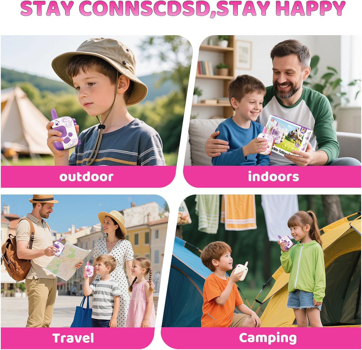 Walkie Talkies for Kids 2 Pack Outdoor Adventure Toys with Range,Unicorn Toys