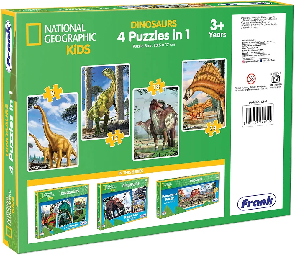 Frank National Geographic Dinosaurs 4-in-1 Puzzle Set