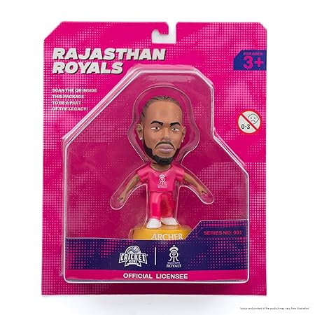 Cricket Icons Action Figure Jofra Archer Rajasthan Royal Collectible Miniature, IPL Edition with 360° Rotatable Head, RR Cricket Player for Fans & Kids, Collectors Pack of 1