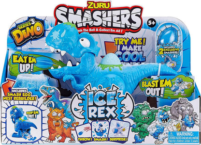 Dino Ice Age Ice Rex Playset Series 3 T-Rex Toy Set by ZURU with Accessories, Tyrannosaurus Rex Collectible Toy for Boys Kids Gift Set, Cyan