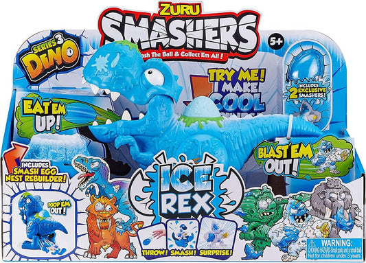 Dino Ice Age Ice Rex Playset Series 3 T-Rex Toy Set by ZURU with Accessories, Tyrannosaurus Rex Collectible Toy for Boys Kids Gift Set, Cyan