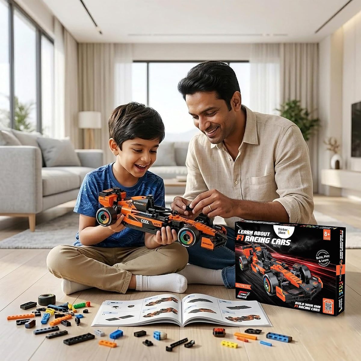 Thinker place Roaring F1 Race Car Building Block Toy Set for 7+ (467 Pcs)