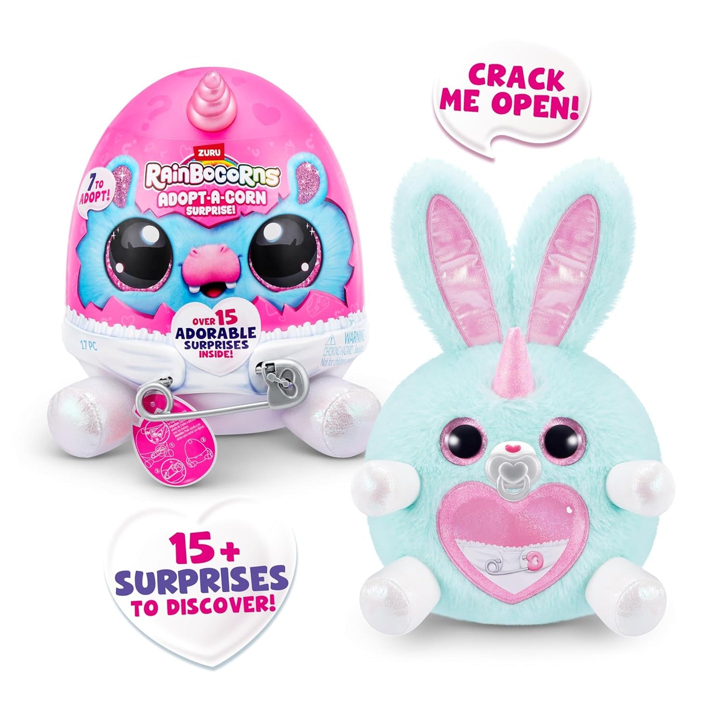 Rainbocorns Adopt-A-Corn Surprise (Kitten) by ZURU, 15+ Surprises, Collectible Plush, Baby, Surprise Eggs for Girls & Children Ages 3+
