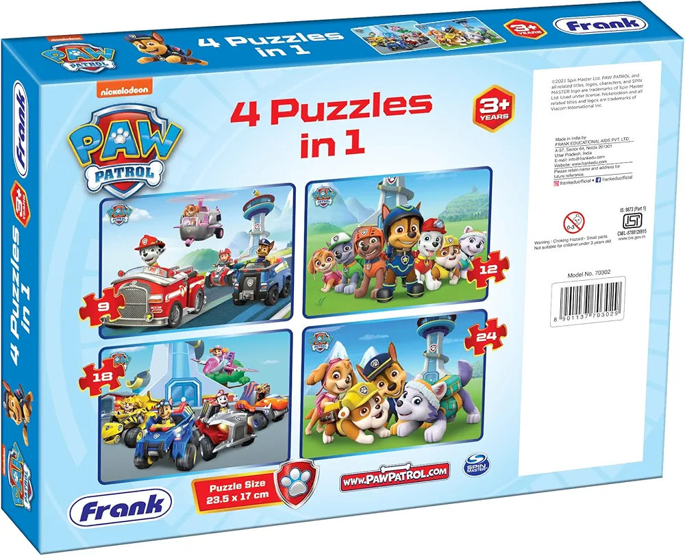 Frank Paw Patrol - A Set of 4 Jigsaw Puzzle