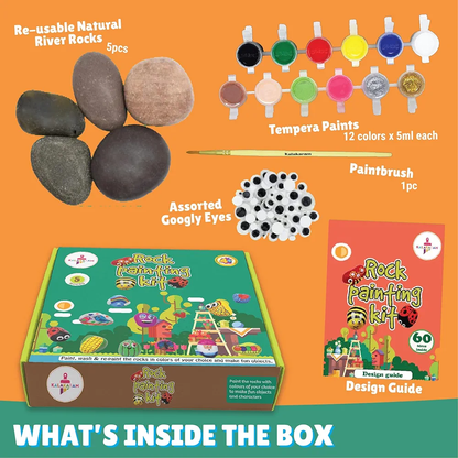 Kalakaram DIY Rock Painting Kit, Comes with 5 Re-usable Rocks
