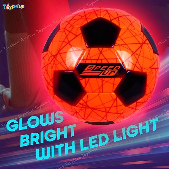 Speed Up LED Light Up Glow Football Night Sport Game Training Indoor/Outdoor Soccer Ball Educational Toy Ball Size 5, for Adult Kids Teenagers Boys Girls