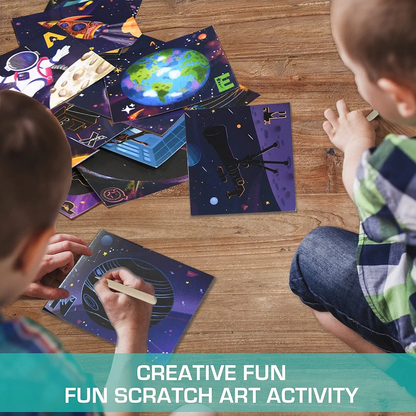 Chalk and Chuckles A to Z Space Adventure, Scratch Art Craft