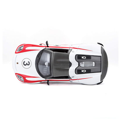 Bburago 918 Spyder Racing Porsche, White, Adult 1/24