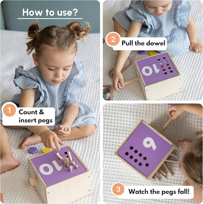 Wooden Counting Peg Board: Count & Drop Box