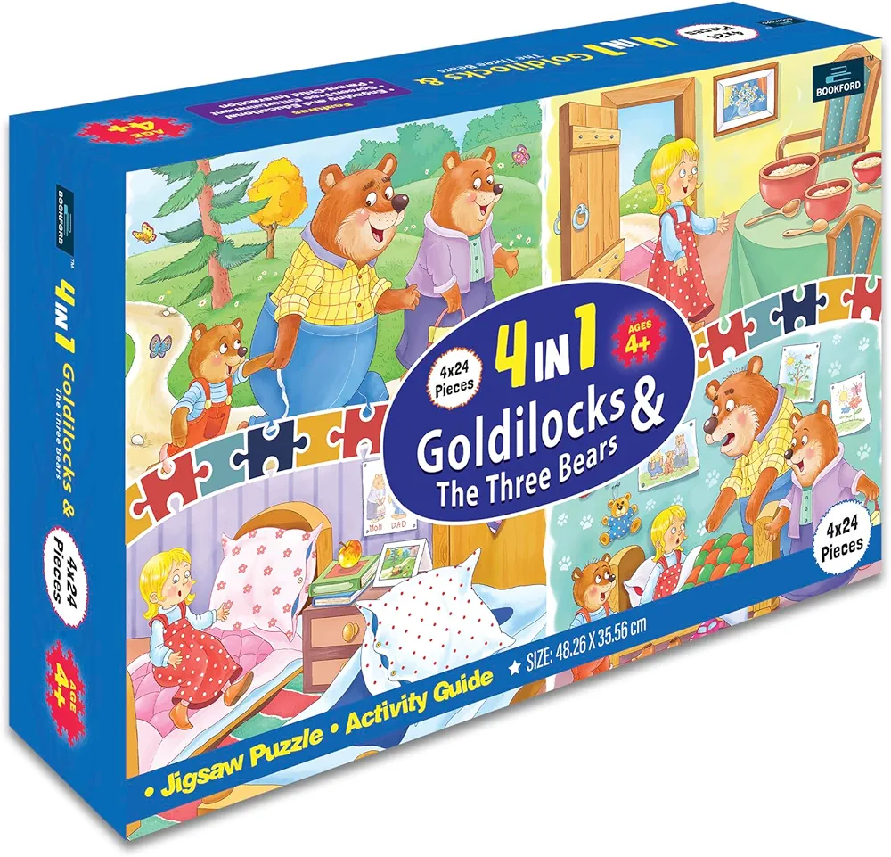 BOOKFORD 4 in 1 Goldilocks and Three Bear Jigsaw Puzzle