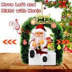 Electric Santa Claus Music Glowing Colorful, Hanging Christmas Music Christmas Wreath, Merry Christmas Santa Claus Tinsel Garland Door for Christmas
