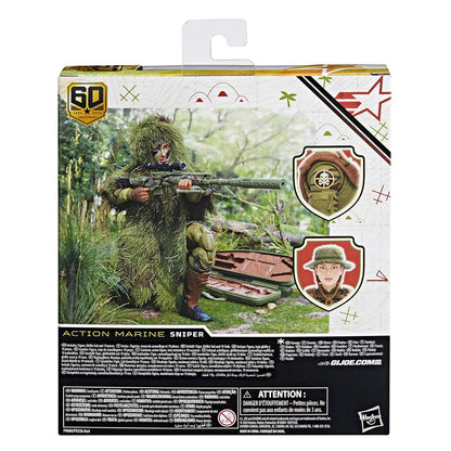 G.I. Joe Classified Series 60th Anniversary Action Marine - Sniper, Collectible 6 Inch Action Figure with Ghillie Suit and 19 Accessories