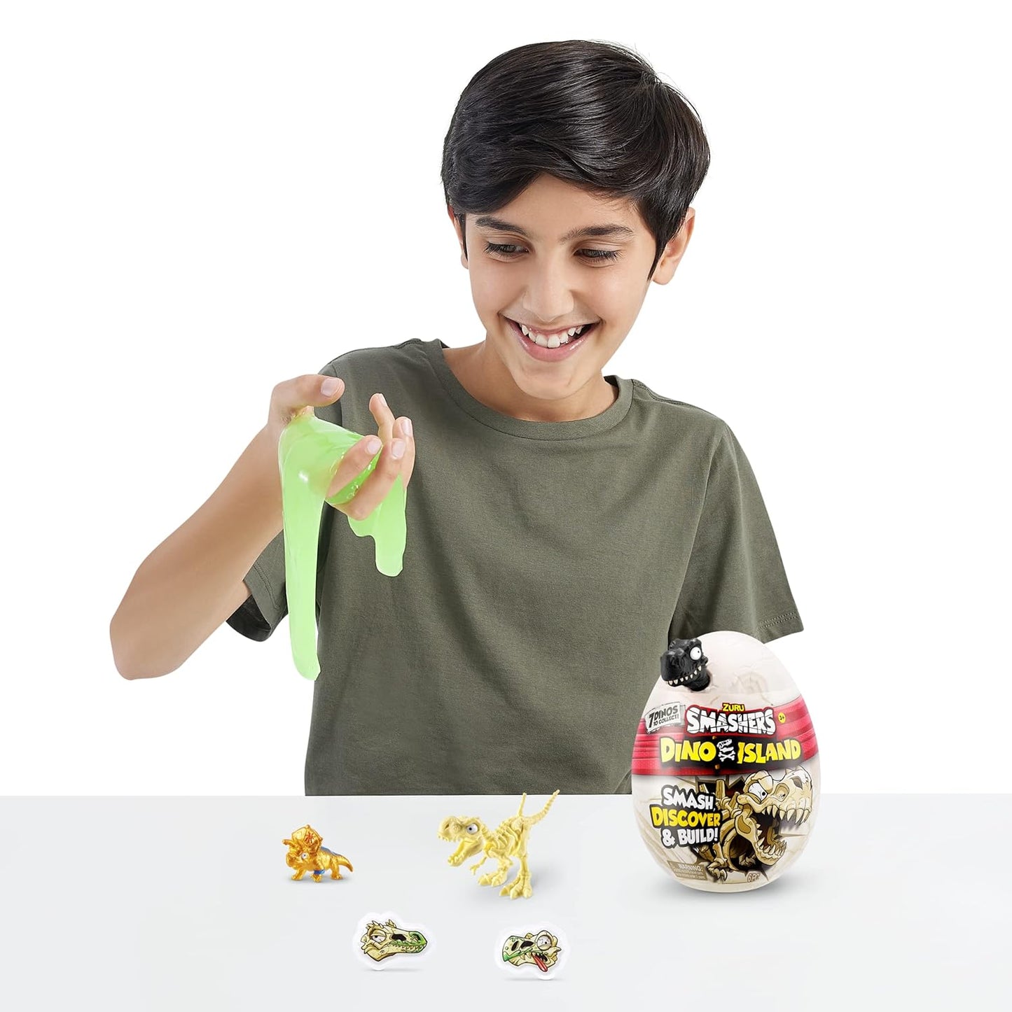 Smashers Dino Island Nano Egg by ZURU with 6 Hidden Surprises, Mini and Dinosaur Toy, Prehistoric Discovery Slime More,Color May Vary