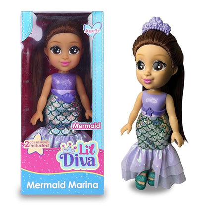 Li'l Diva Mermaid-Marina 13" Doll - India's First Preschool Role Play Pretendplay With Accessories