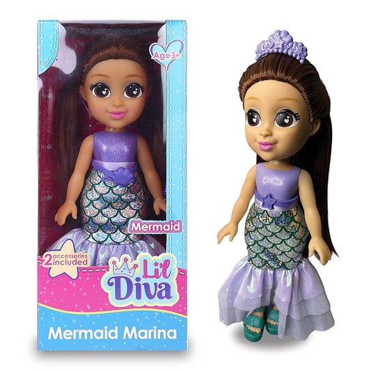 Li'l Diva Mermaid-Marina 13" Doll - India's First Preschool Role Play Pretendplay With Accessories