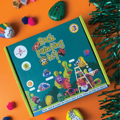 Kalakaram DIY Rock Painting Kit, Comes with 5 Re-usable Rocks