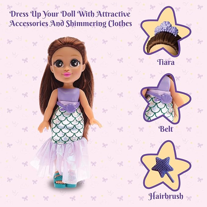 Li'l Diva Mermaid-Marina 13" Doll - India's First Preschool Role Play Pretendplay With Accessories
