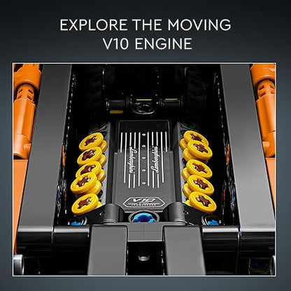 LEGO Technic Lamborghini Huracán Tecnica Orange Toy Cars - Building Toys for Kids, Boys & Girls, Ages 9+ - Lamborghini Toy Car W/ V10 Engine & Steering - Gift Ideas for Birthdays - 42196