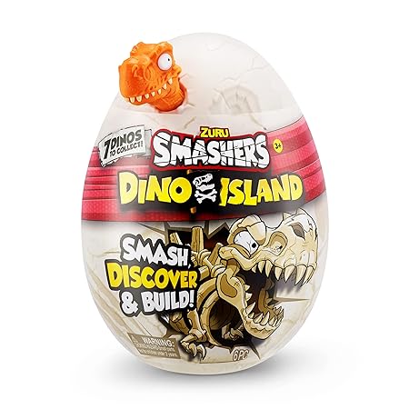 Smashers Dino Island Nano Egg by ZURU with 6 Hidden Surprises, Mini and Dinosaur Toy, Prehistoric Discovery Slime More,Color May Vary