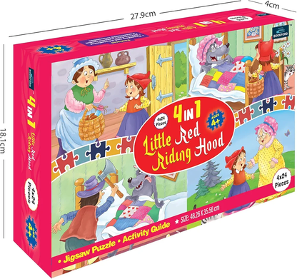 BOOKFORD 4 in 1 Little Red Riding Hood Jigsaw Puzzle Game