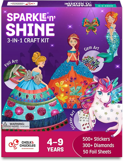 Chalk and Chuckles Art and Craft Kit, Sparkle & Shine Unicorn & Princess