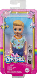 Barbie Chelsea Doll, Small Boy Doll Wearing Removable One-Piece with Dinosaur Print & White Shoes, Blond Hair & Blue Eyes