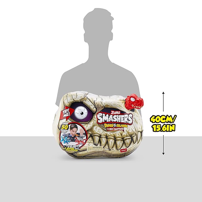 ZURU SMASHERS Dino Island T-Rex Battles (Red Version) By Zuru 50+ Surprises Boys Collectible Dinosaur T-Rex Triceratops Surprise Slime Sand Compounds Discovery