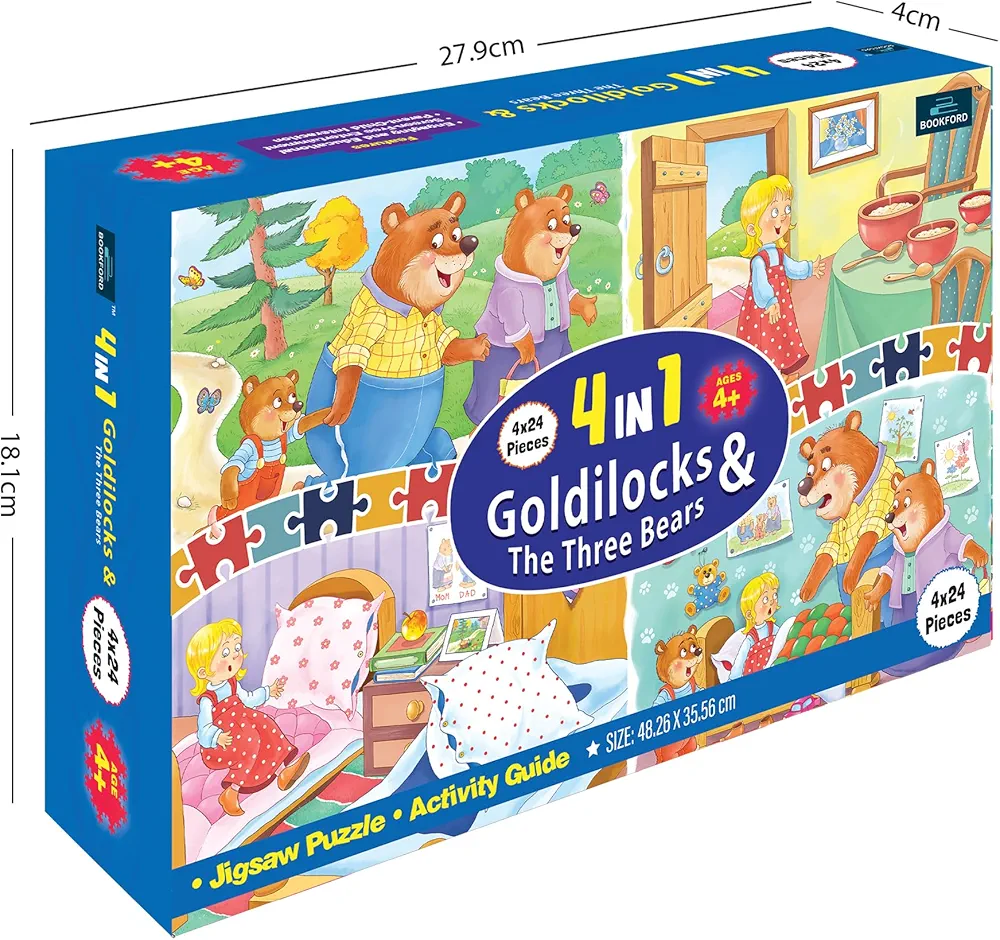 BOOKFORD 4 in 1 Goldilocks and Three Bear Jigsaw Puzzle