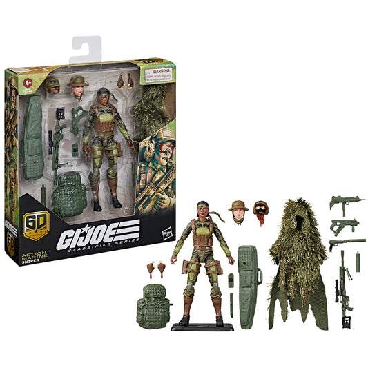 G.I. Joe Classified Series 60th Anniversary Action Marine - Sniper, Collectible 6 Inch Action Figure with Ghillie Suit and 19 Accessories