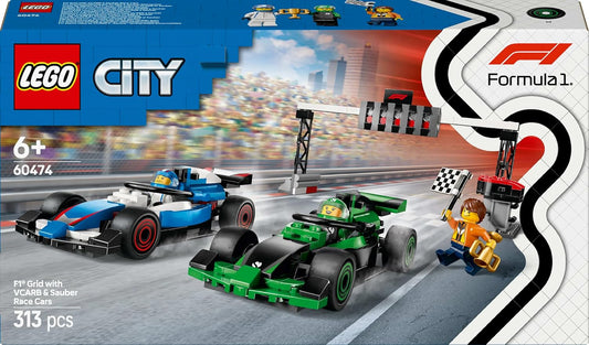LEGO City F1 Grid with VCARB & Sauber Race Cars Toy Vehicle Set 60474 Building Blocks Toys for 6+ Gift for Boys and Girls