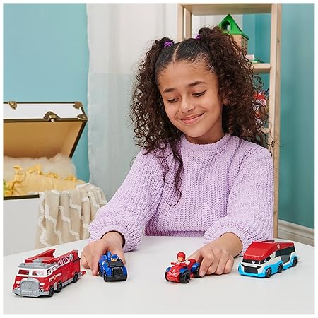 PAW PATROL True Metal Team Vehicles Set of 2 with Fire Truck and Chase in Police Car, Scale 1:55, Toy for Children from 3 Years