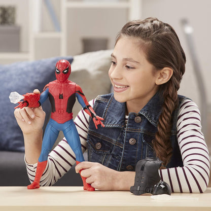 SPIDER-MAN Marvel Plastic Far From Home Deluxe 13-Inch-Scale Web Gear Action Figure With Sound Fx, Suit Upgrades, And Web Blaster Accessory - Multicolor
